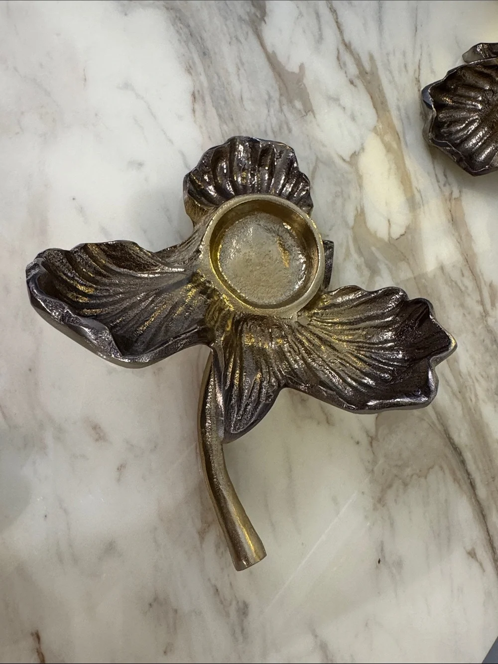 Diamond ValeFloral- Orchid Metal Candle Holders in Dark Bronze with Gold Accents